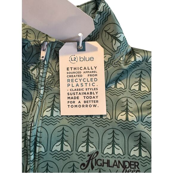 Highlander Beer x League 91 Eco Quarter Zip Pullover Green Tree Print Shirt M - Picture 5 of 10